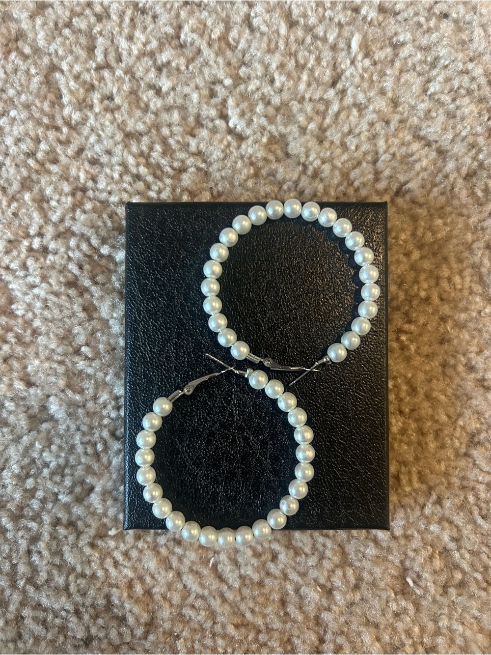 Pearl Beaded Hoop Earrings - White Pearlescent- Multipack